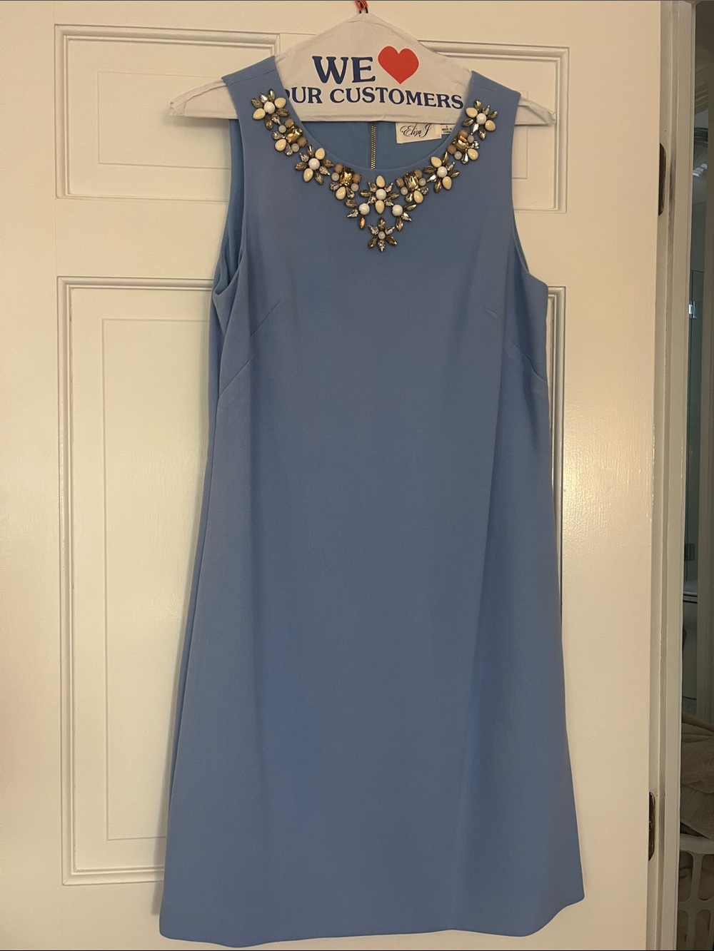 Eliza J Powder Blue Sleeveless Jewel-Neck Midi Dress